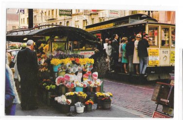 CA San Francisco Flower Vendor Stand Cable Car Vintage Mike Roberts 1960s Postcard