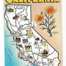 Greetings from California Illustrated Cities Map Posted 1957 Vintage Postcard