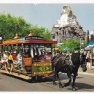 Disneyland Main Street Horse Drawn Streetcar Matterhorn Anaheim CA Vintage 60s Postcard