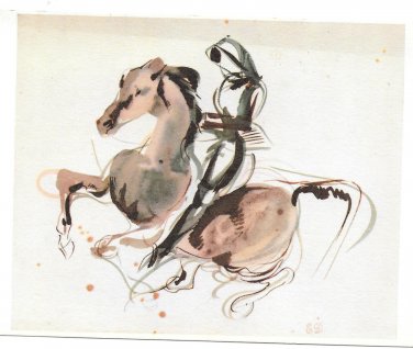 Delacroix Horseman Cavalier Study Drawing Louvre Museum Fernand Hazan 4X6 Postcard