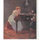 Ein Altes Lied Woman Weeping on Piano Setkowicz Painting Pocztowka Art Postcard