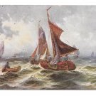 Nautical Painting Fishing Sail Boats Peter Luhn Fine Art Postcard Barmen Germany]
