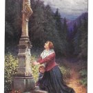 Artist Adolf Liebscher Woman Painting Praying Shrine Wayside Cross 1915 C H W Postcardcard
