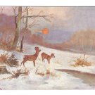 Winter Wooded Scene Deer W.R.B. & Co Vienne Serie 22 - 47 Artist Signed Postcardrdard