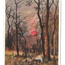 Adolf Kaufmann Painting Wooded Landscape Sunset Man with Dog BKWI 764 1 Postcard