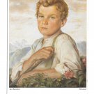 Artist Signed Anton Burtscher Painting Shepherd Boy Hirtenbub Austria 4X6 Postcard