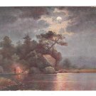 Full Moon Over Lake or River Landscape Peter Luhn Serie 217 Germany Postcardard Postcard