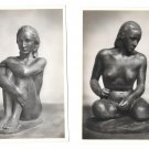 2 RPPC Nude Sculpture Hockende Sinnende Richard Scheibe 4X6 Art Postcards Berlin