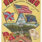 AL Large Letter Alabama Star of the South Six Flags Vintage 1942 Linen Postcard AL Large Letter Alabama Star of the South Six Flags Vintage 1942 Linen Postcard