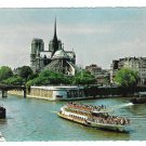 France Paris Notre Dame Boats on River Seine Panoramic View Postcard 4X6