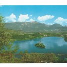 Jugoslavia Slovenia Lake Bled Island Julian Alps Panoramic Aerial View 4X6 Postcard