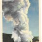 WY Yellowstone National Park Old Faithful Geyser at Sunrise Haynes Linen Postcard