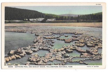 WY Yellowstone Park Sapphire Pool Biscuit Basin Haynes Linen Postcard