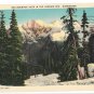 WA Cascade Mountains Vista C P Johnson Used 1942 Linen Postcard Washington State