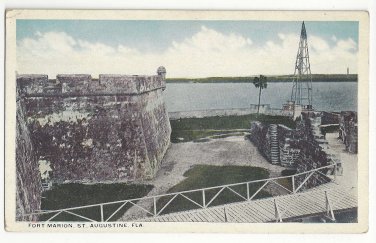 FL St Augustine Fort Marion Moat Barbacan Tower Bridge W J Harris Co Postcard