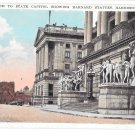 Harrisburg PA Entrance State Capitol Showing Barnard Statues Corl Co Postcard