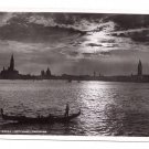 RPPC Venezia Night Time Panorama with Gondola Venice Italy BSV 1938 Postcard