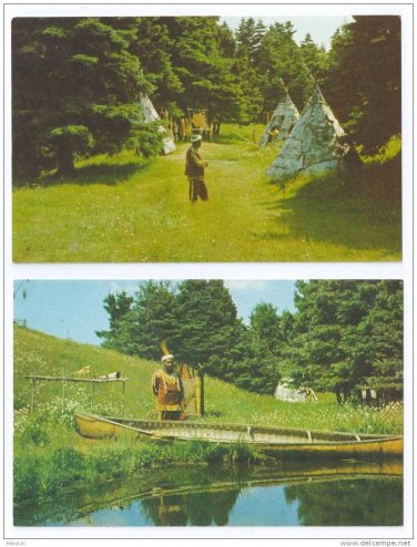 Canada Native American Micmac Indian Village Canoe Chief Red Cliff 2 Tichnor Postcards