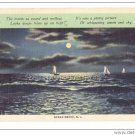 Ocean Grove NJ Curteich Moonlight Scene Series Sailboat Poem Linen Postcard 1938
