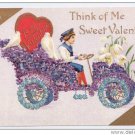 Sailor Boy Flower Automobile Embossed gilt Vintage Gottschalk Valentine Postcard