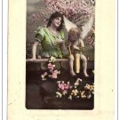 Valentine 1909 Pretty Girl and Cupid Cherub Roses Artchrom Serie 3036 Postcard