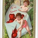 Valentine Cupid Envelope of Hearts Vintage German Gel ECC Serie 235 236 Postcard