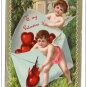 Valentine Cupid Envelope of Hearts Vintage German Gel ECC Serie 235 236 Postcard