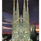 Spain Church Barcelona Expiatory Temple of the Holy Family at Night 4X6 Postcard