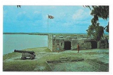 GA Fort Frederica St Simons Island Georgia Cannon National Monument Vtg Postcard