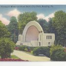 Reading PA Volunteer Fireman's Memorial Band Shell City Park  Linen Postcard