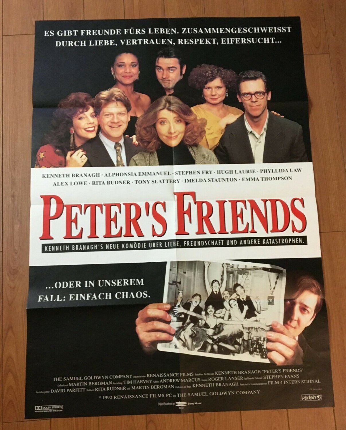 Vintage Peter's Friends Movie Poster Folded Emma Thompson Hugh Laurie