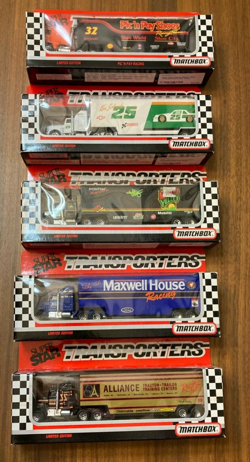 5 Nascar Matchbox Super Star Transporters Trucks Pic & Pay Maxwell House