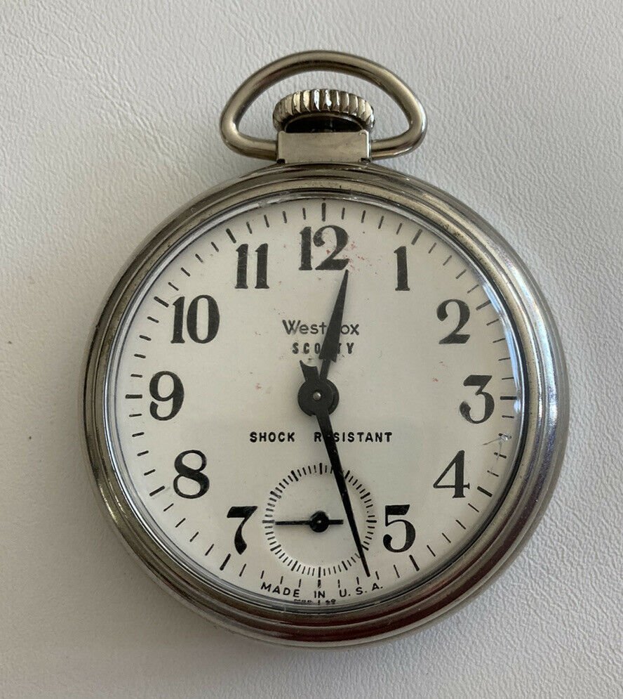 Vintage Westclox Scotty Pocket Watch Wind Up Made In The USA