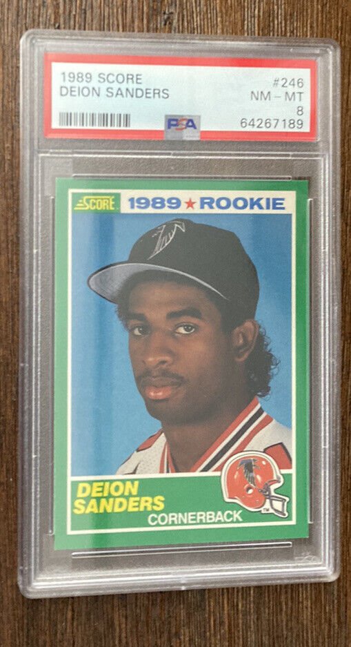 1989 Score Deion Sanders 246 Rookie Card PSA 8 NMMT Graded Baseball Card