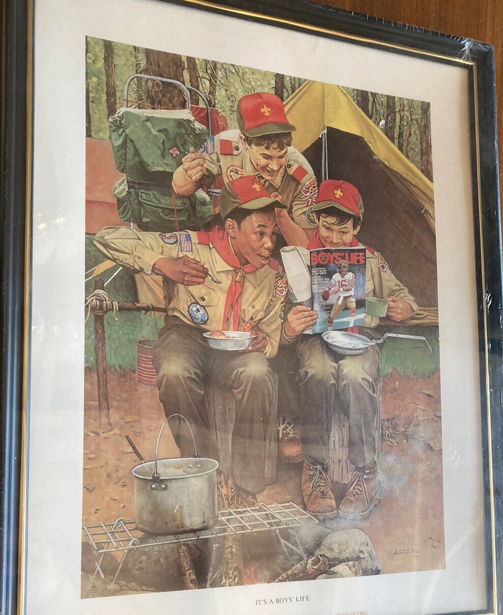 It's A Boys Life Boy Scouts Art Print By Artist Joseph Csatari Framed