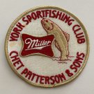 York Sportfishing Club Chet Patterson & Sons Miller Beer Patch Embroidered Badge York Sportfishing Club Chet Patterson & Sons Miller Beer Patch Embroidered Badge