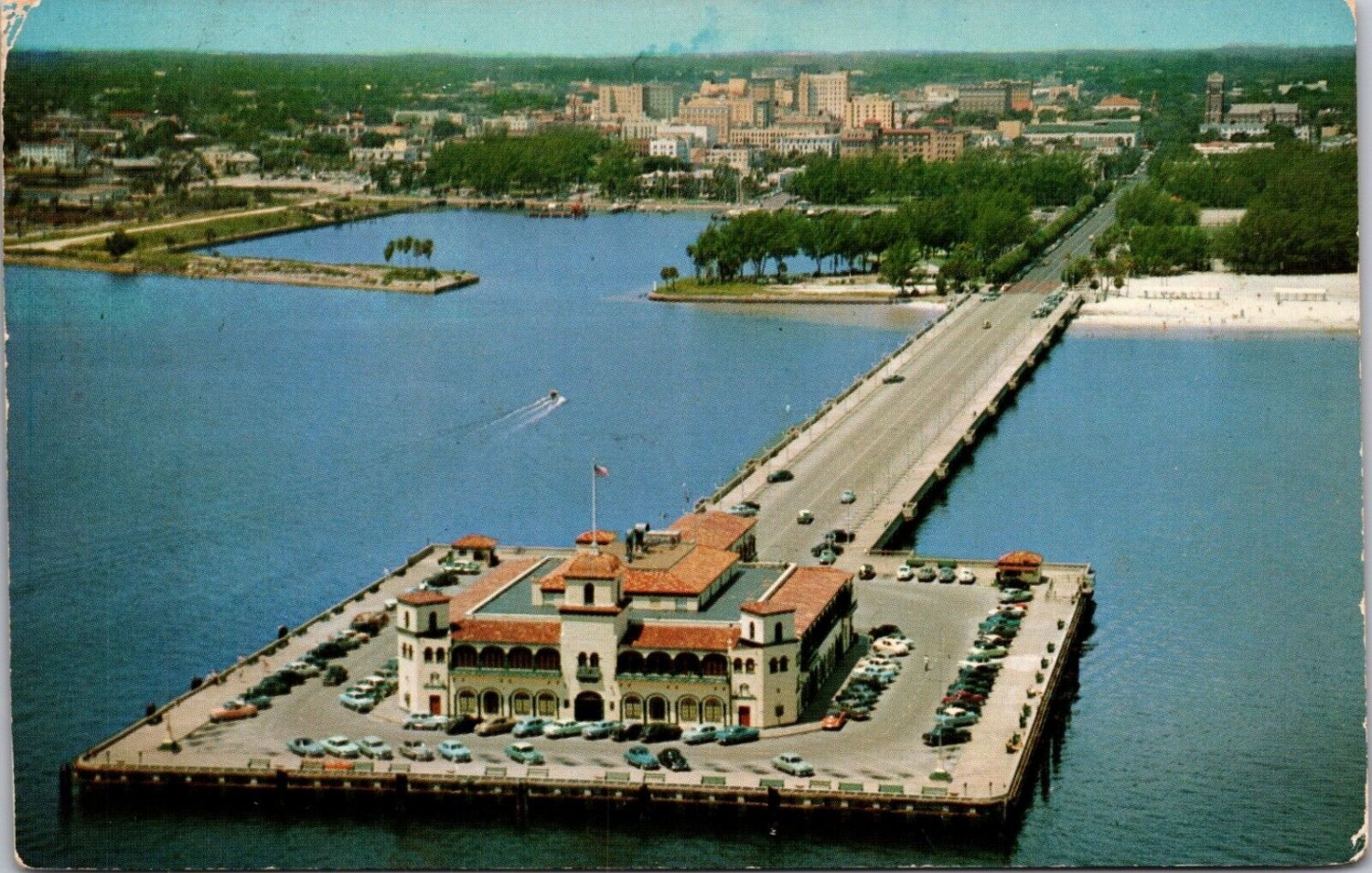 Air View Million Dollar Pier St Petersburg FL Postcard Posted