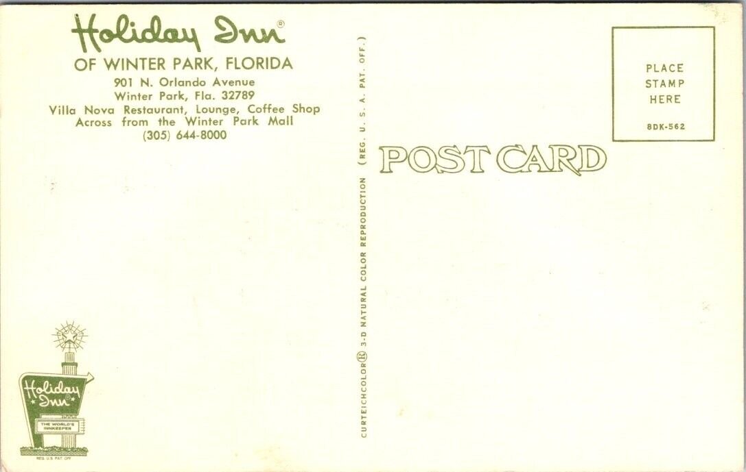 Holiday Inn Winter Park Florida Postcard Unposted