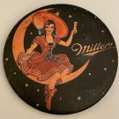 Miller Beer Lady Wearing Sombrero Sitting In Moon Button Pin