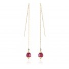GOLDFILLED RUBY  LONG CHAIN EARRINGS