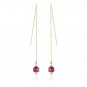 GOLDFILLED RUBY  LONG CHAIN EARRINGS