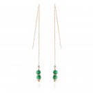 GOLDFILLED EMERALD  LONG CHAIN EARRINGS
