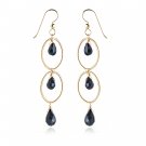 GOLDFILLED BLACK ONYX  LONG DROP  EARRINGS