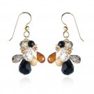 GOLD-FILLED BLACK ONYX,GARNET,CITRINE CLUSTER EARRINGS