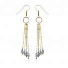 GOLDFILLED LABRODITE  LONG DANGLE EARRINGS