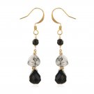 GOLDFILLED BLACK ONYX &TOURMULATED QUARTZ   EARRINGS