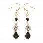 GOLDFILLED BLACK ONYX &TOURMULATED QUARTZ   EARRINGS