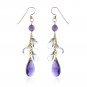 GOLD-FILLED AMETHYST & CLEAR QUARTZ LONG DROP  EARRINGS