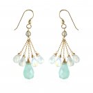 GOLD-FILLED CHALCEDONY & MOONSTONE  LONG DROP  EARRINGS
