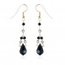 SWAROVSKI GOLD-FILLED JET  EARRINGS